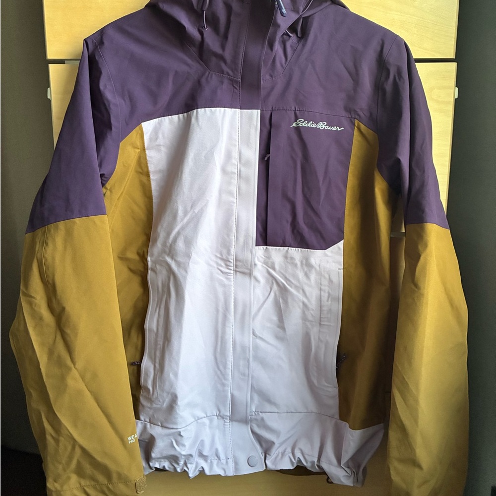 Eddie Bauer Purple and Brown Hooded Rain Jacket